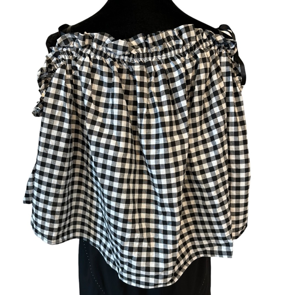 Gingham Check Off The Shoulder Tie Top - Picture 12 of 12
